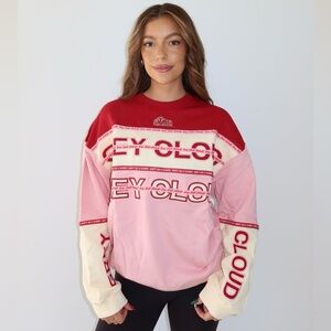 Grey Cloud Clothing Pink Color Block Crew Sweatshirt Sweater XL